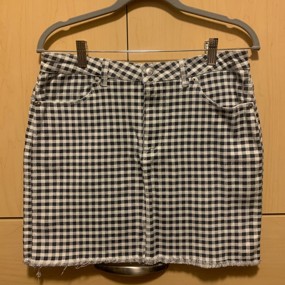 H&M Denim White and Plaid Skirt